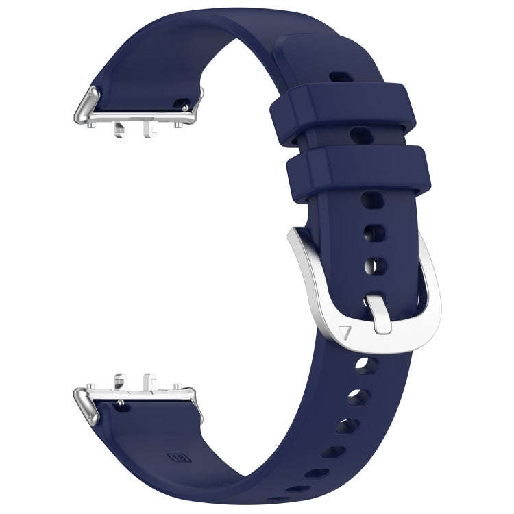 For Samsung Galaxy Fit 3 SM-R390 Metal Connector Liquid Glossy Silicone Watch Band(Dark Blue)