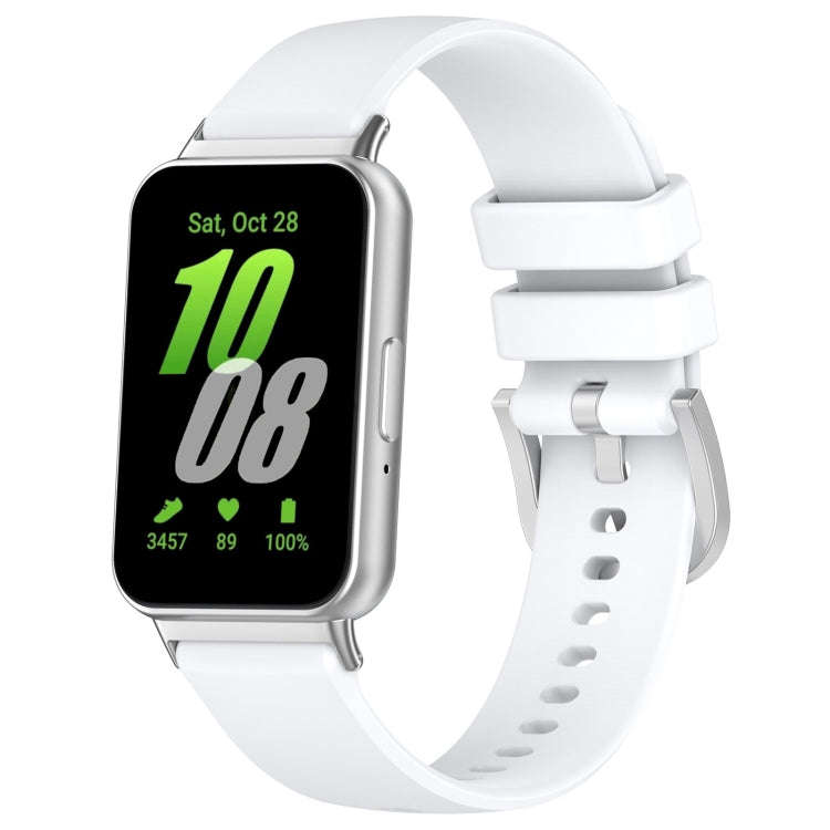 For Samsung Galaxy Fit 3 SM-R390 Metal Connector Liquid Glossy Silicone Watch Band(White)
