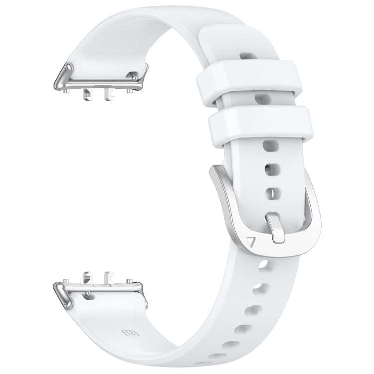 For Samsung Galaxy Fit 3 SM-R390 Metal Connector Liquid Glossy Silicone Watch Band(White)