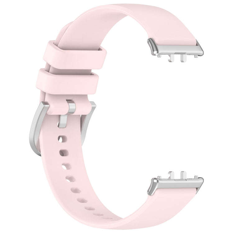 For Samsung Galaxy Fit 3 SM-R390 Metal Connector Liquid Glossy Silicone Watch Band(Light Pink)