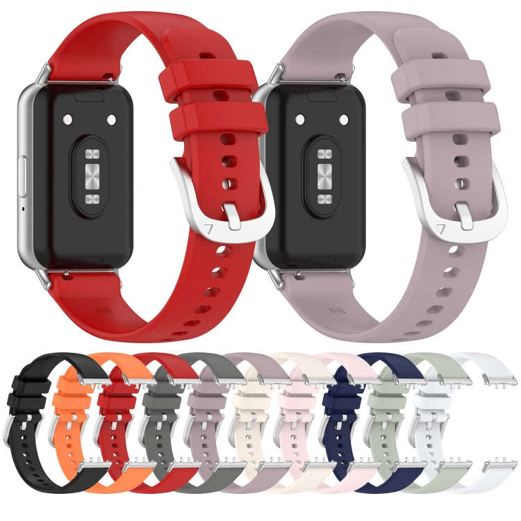 For Samsung Galaxy Fit 3 SM-R390 Metal Connector Liquid Glossy Silicone Watch Band(Dark Gray)