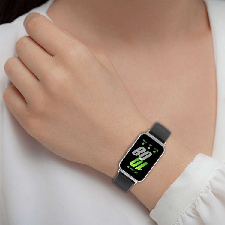 For Samsung Galaxy Fit 3 SM-R390 Metal Connector Liquid Glossy Silicone Watch Band(Dark Gray)