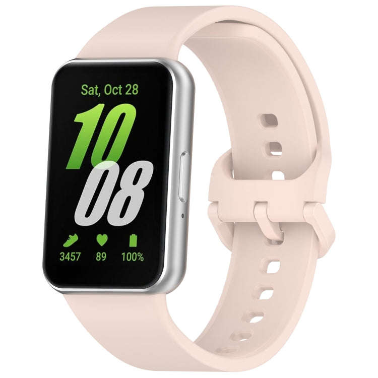 For Samsung Galaxy Fit 3 SM-R390 Solid Color Buckle Silicone Watch Band(Pink)