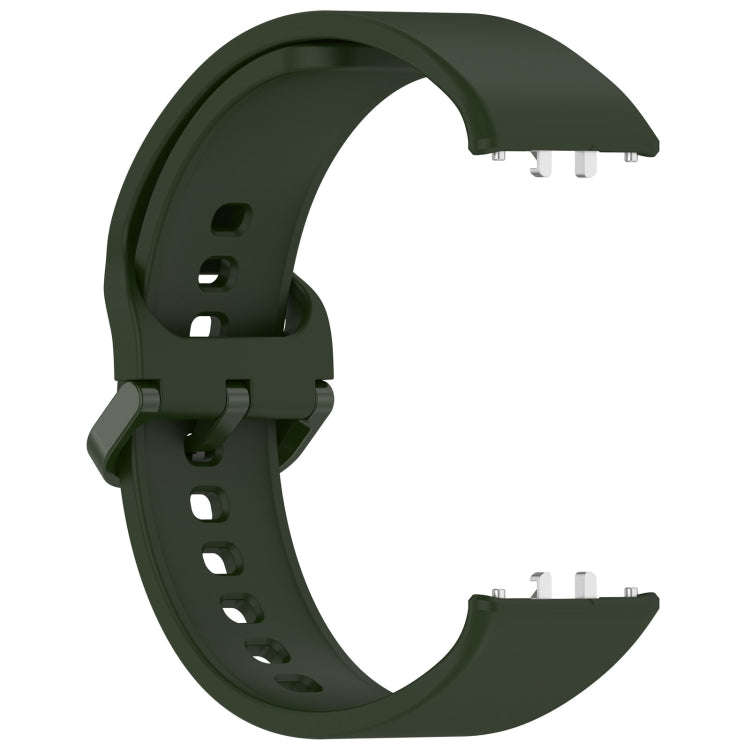 For Samsung Galaxy Fit 3 SM-R390 Solid Color Buckle Silicone Watch Band(Dark Green)