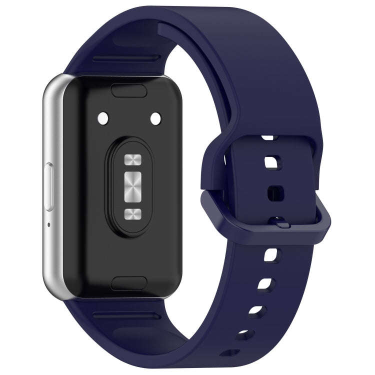 For Samsung Galaxy Fit 3 SM-R390 Solid Color Buckle Silicone Watch Band(Dark Blue)