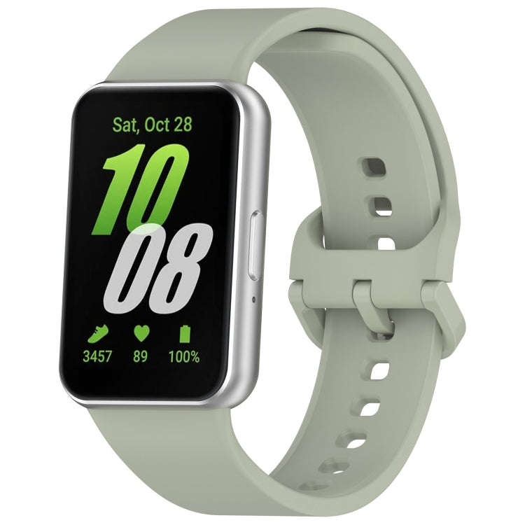 For Samsung Galaxy Fit 3 SM-R390 Solid Color Buckle Silicone Watch Band(Gray Green)