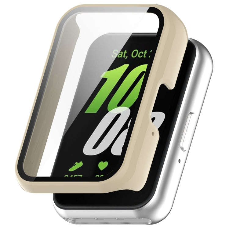 For Samsung Galaxy Fit 3 SM-R390 PC + Tempered Glass Film Integrated Watch Protective Case(Ivory ...