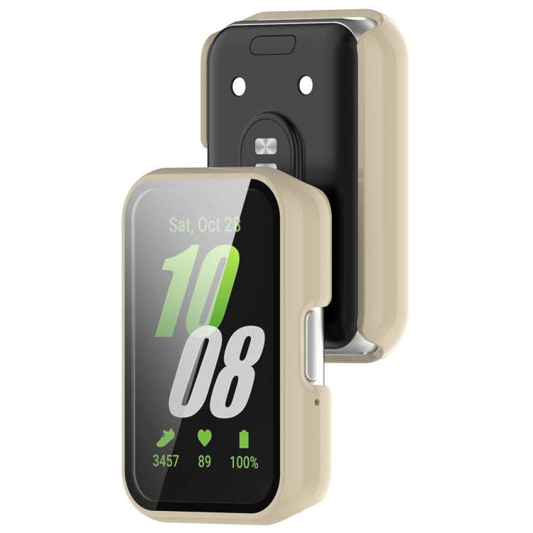 For Samsung Galaxy Fit 3 SM-R390 PC + Tempered Glass Film Integrated Watch Protective Case(Ivory ...