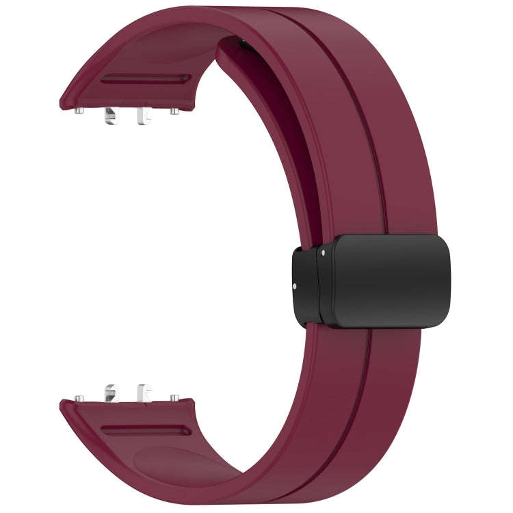 For Samsung Galaxy Fit 3 SM-R390 Magnetic Folding Buckle Silicone Watch Band(Wine Red)