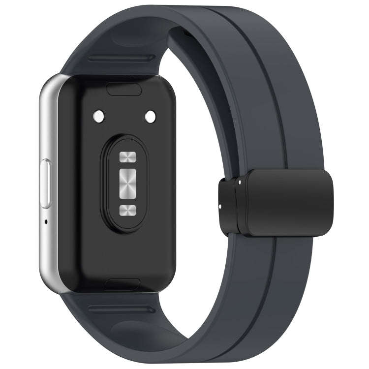 For Samsung Galaxy Fit 3 SM-R390 Magnetic Folding Buckle Silicone Watch Band(Dark Gray)