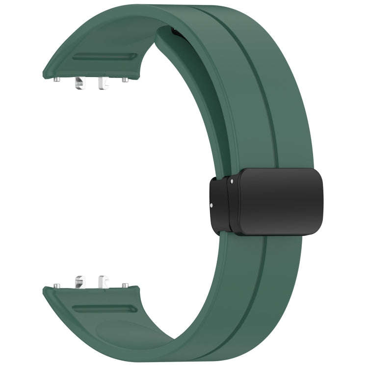 For Samsung Galaxy Fit 3 SM-R390 Magnetic Folding Buckle Silicone Watch Band(Dark Green)