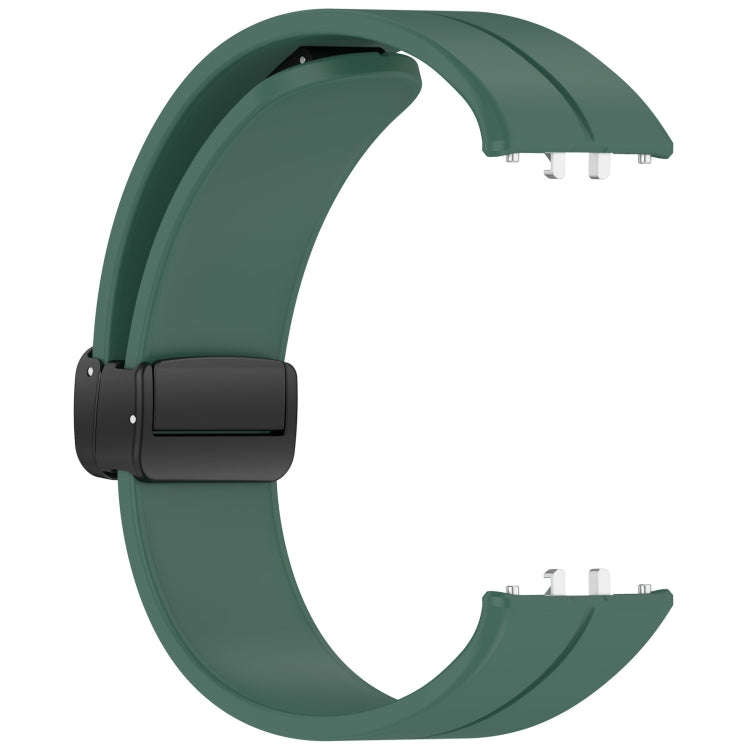 For Samsung Galaxy Fit 3 SM-R390 Magnetic Folding Buckle Silicone Watch Band(Dark Green)