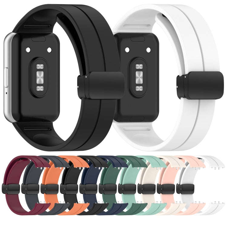 For Samsung Galaxy Fit 3 SM-R390 Magnetic Folding Buckle Silicone Watch Band(Wine Red)