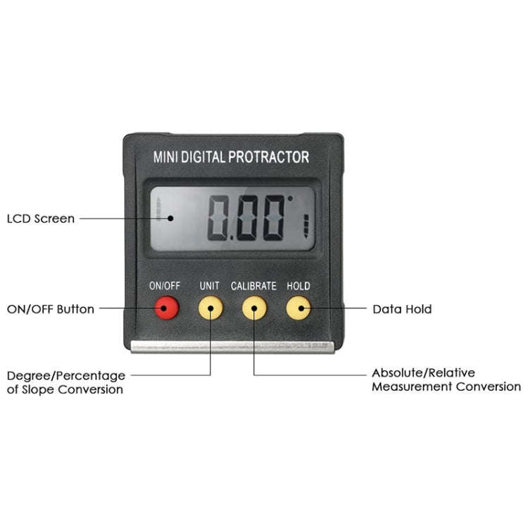 RZ2010 360 Degree Mini Digital Protractor Inclinometer Electronic Level Box Magnetic Base Measuri...