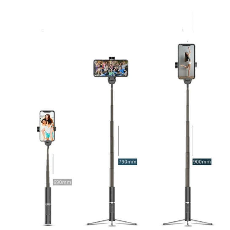Handheld Wireless Bluetooth Concealed Telescopic Stand One Bluetooth Selfie Stick(Black)
