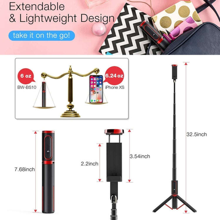 M18 Portable Selfie Stick Remote Control Mobile Phone Holder(White)