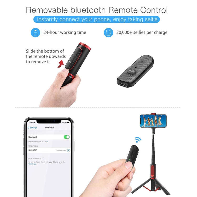 M18 Portable Selfie Stick Remote Control Mobile Phone Holder(White)