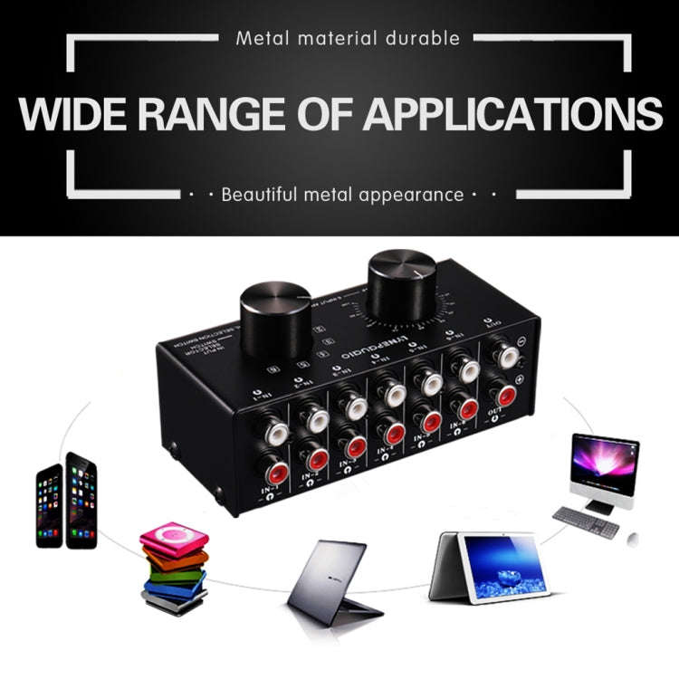 B016 6 Input 1 Output Audio Signal Source Selection Switcher, Output Volume Adjustment Control RC...