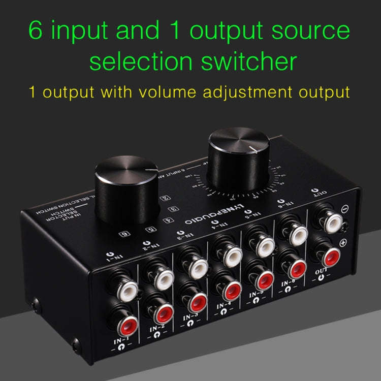 B016 6 Input 1 Output Audio Signal Source Selection Switcher, Output Volume Adjustment Control RC...