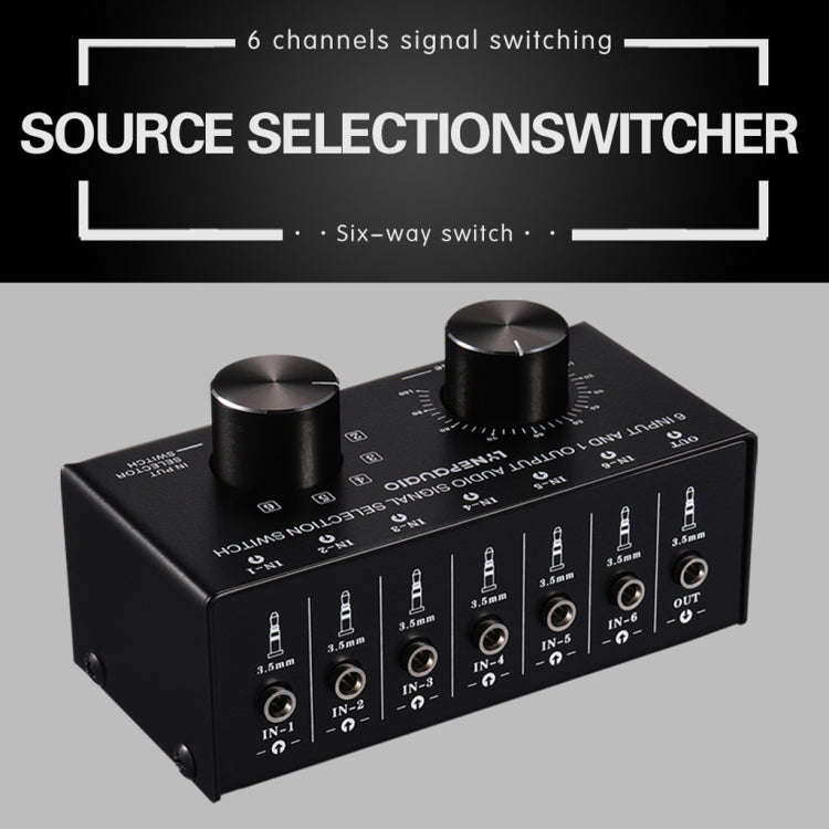 B017 6 Input 1 Output Audio Signal Selection Switcher Output Volume Adjustment Control 3.5mm Inte...