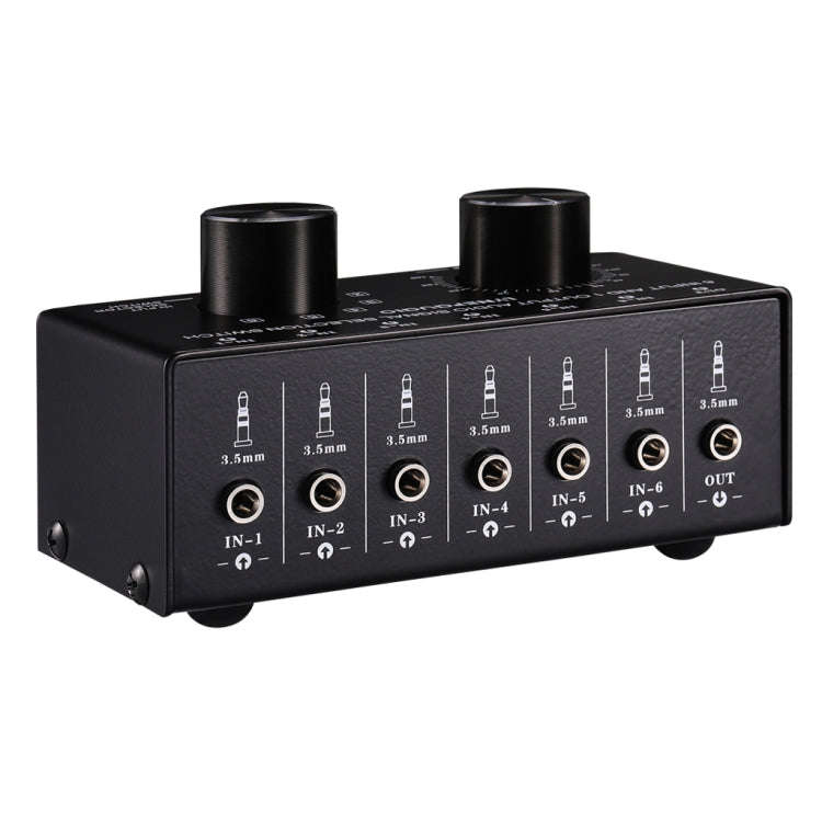 B017 6 Input 1 Output Audio Signal Selection Switcher Output Volume Adjustment Control 3.5mm Inte...