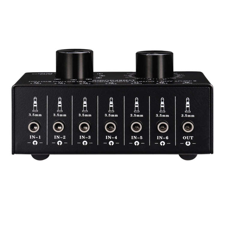 B017 6 Input 1 Output Audio Signal Selection Switcher Output Volume Adjustment Control 3.5mm Inte...
