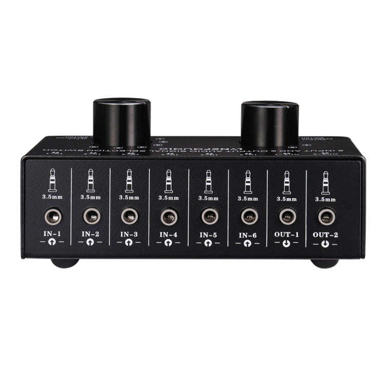 B027 6 input 2 output or 2 input 6 output audio signal source selection switcher 3.5mm interface