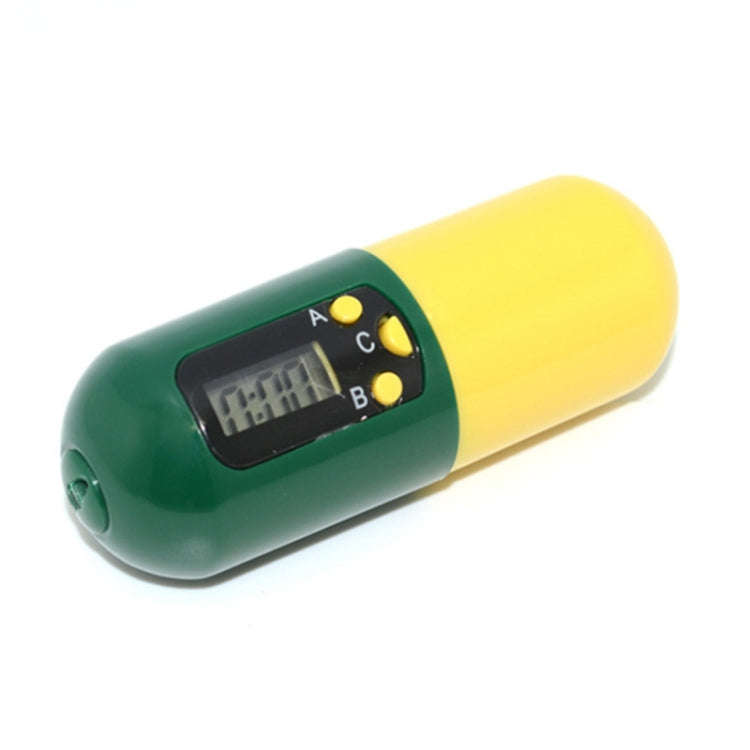 Pill-Type Electronic Pillbox Timer Portable Large-Capacity One-Piece Smart Reminder Kit(Yellow-Gr...