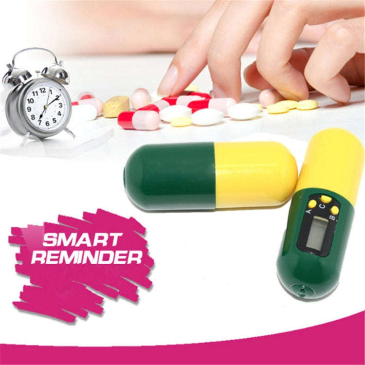 Pill-Type Electronic Pillbox Timer Portable Large-Capacity One-Piece Smart Reminder Kit(Yellow-Gr...
