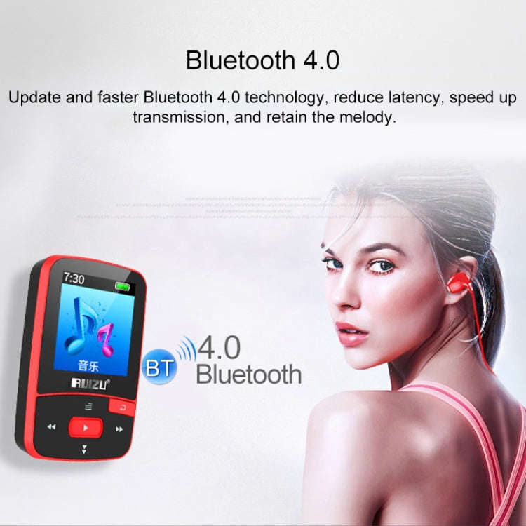 Original RUIZU X50 Sport Bluetooth MP3 Player 8gb Clip Mini with Screen Support FM,Recording,E-Bo...