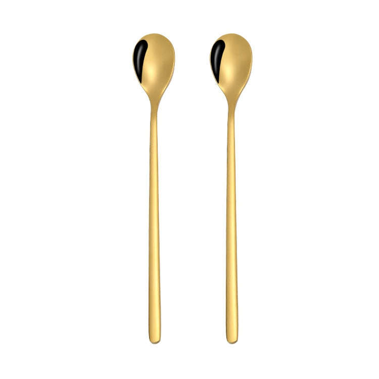 2 PCS Stainless Steel Spoon Creative Coffee Spoon Bar Ice Spoon Gold Plated Long Stirring Spoon, ...