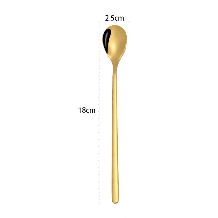 2 PCS Stainless Steel Spoon Creative Coffee Spoon Bar Ice Spoon Gold Plated Long Stirring Spoon, ...
