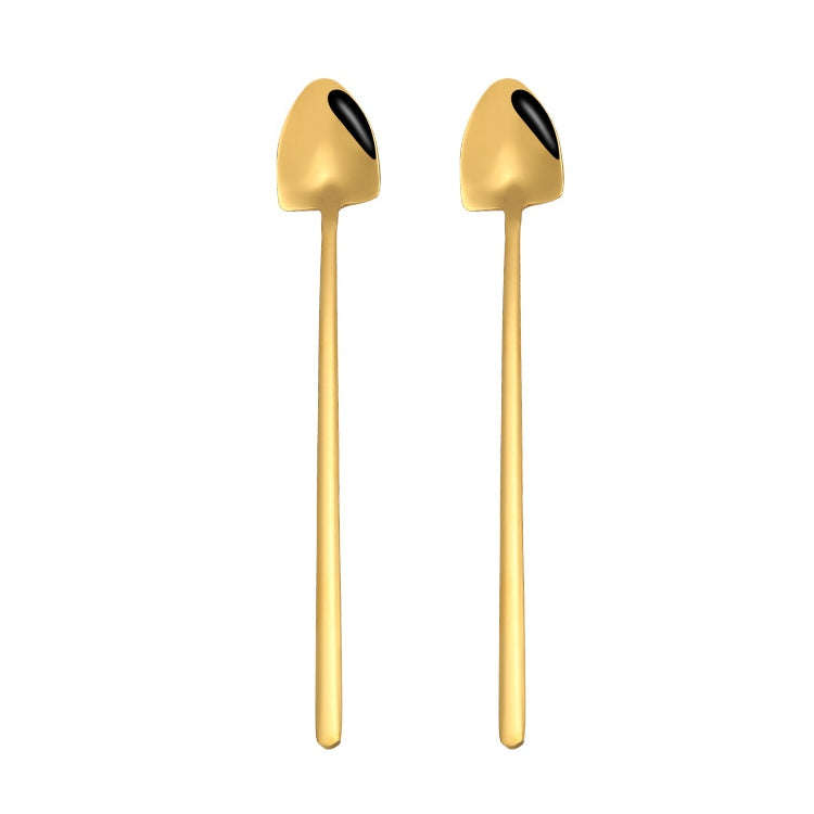 2 PCS Stainless Steel Spoon Creative Coffee Spoon Bar Ice Spoon Gold Plated Long Stirring Spoon, ...
