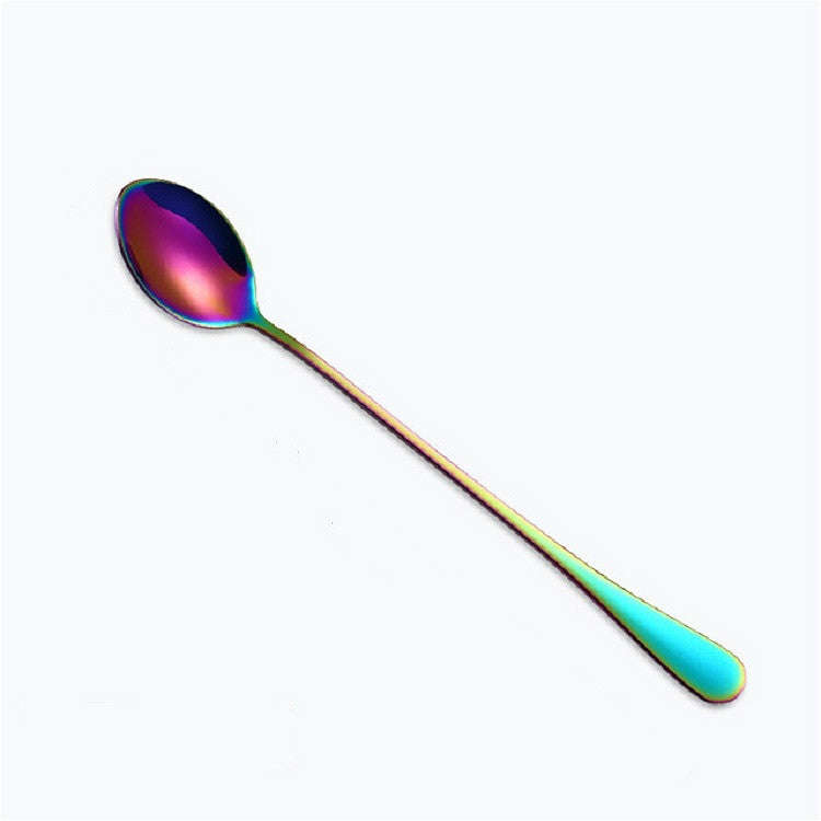 2 PCS Stainless Steel Rainbow Long Handled Coffee Scoops Cold Drink Stirring Spoon for Dessert Ca...