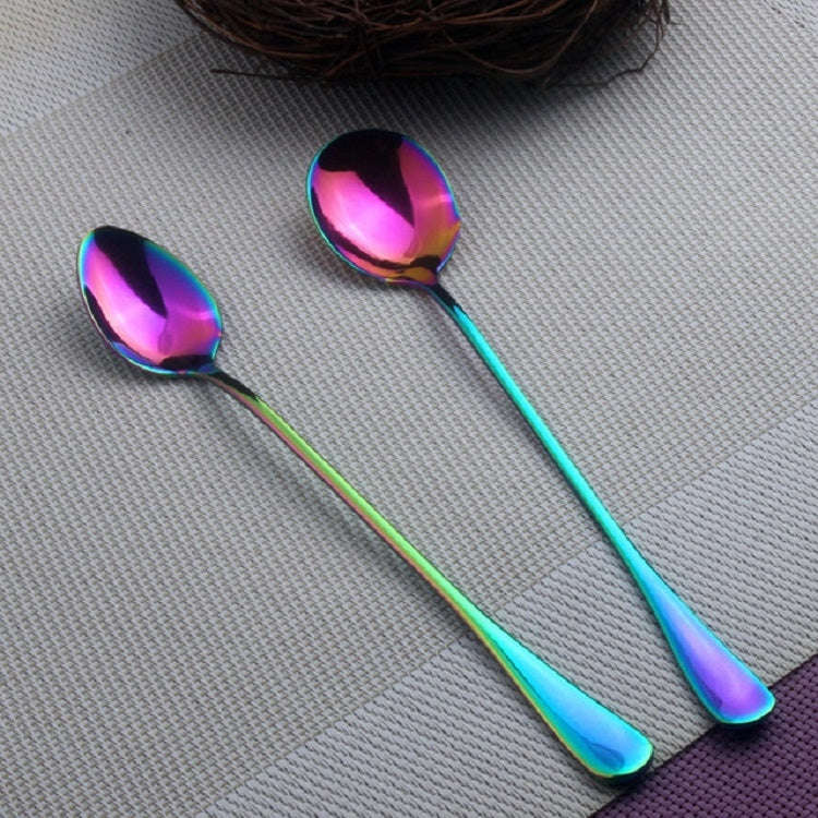 2 PCS Stainless Steel Rainbow Long Handled Coffee Scoops Cold Drink Stirring Spoon for Dessert Ca...