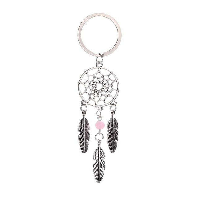 2 PCS Fashion Simple Dream Catcher Series Beads Keychain(Pink)