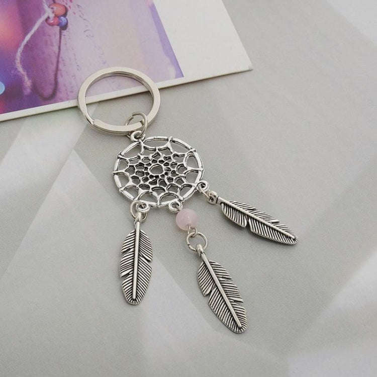 2 PCS Fashion Simple Dream Catcher Series Beads Keychain(Pink)