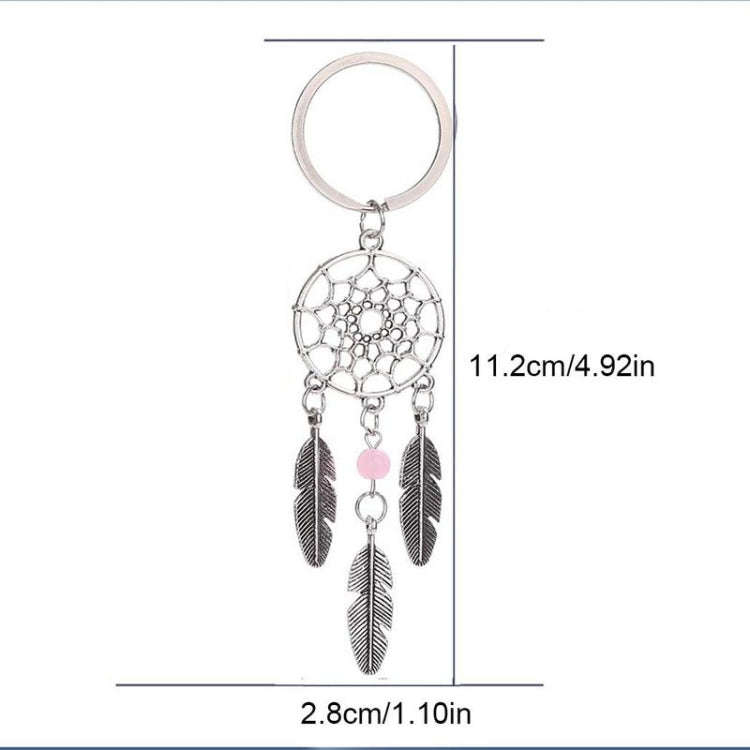 2 PCS Fashion Simple Dream Catcher Series Beads Keychain(Pink)