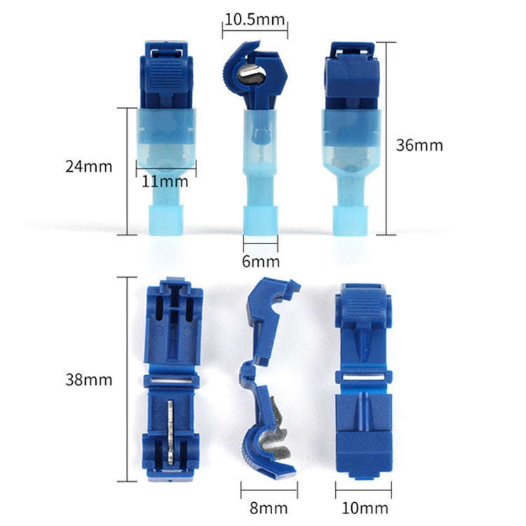 10 PCS T-type Quick-break Wire-free Fast Wire Terminal Clam(Blue)