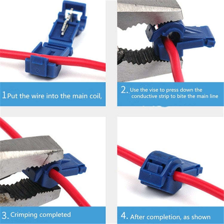 10 PCS T-type Quick-break Wire-free Fast Wire Terminal Clam(Blue)