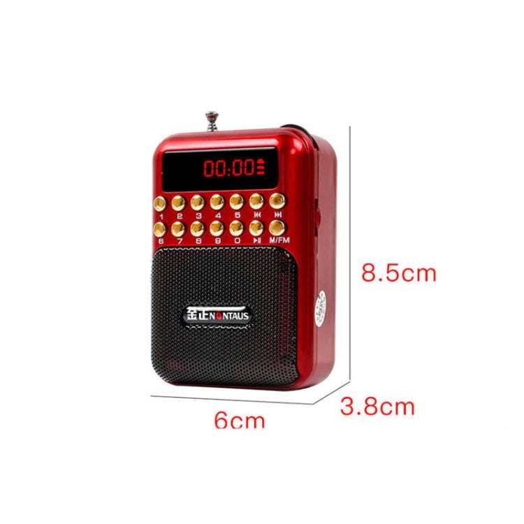 Portable Rechargeable FM Radio Receiver Speaker, Support USB / TF Card / Music MP3 Player(Red)