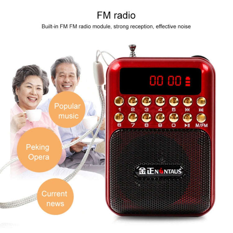Portable Rechargeable FM Radio Receiver Speaker, Support USB / TF Card / Music MP3 Player(Red)