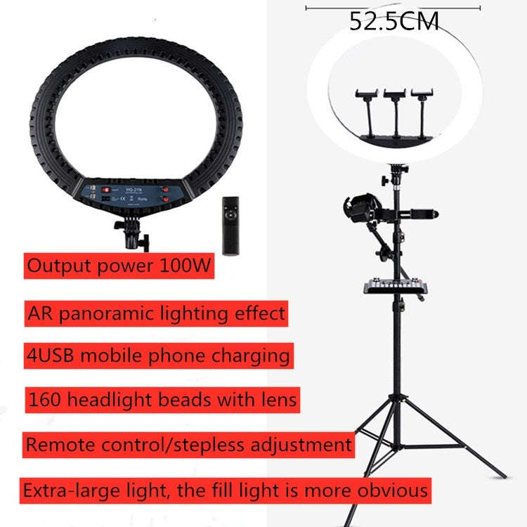 HQ-21N 21 inch 52.5cm LED Ring Vlogging Photography Video Lights Kits with Remote Control & Phone...