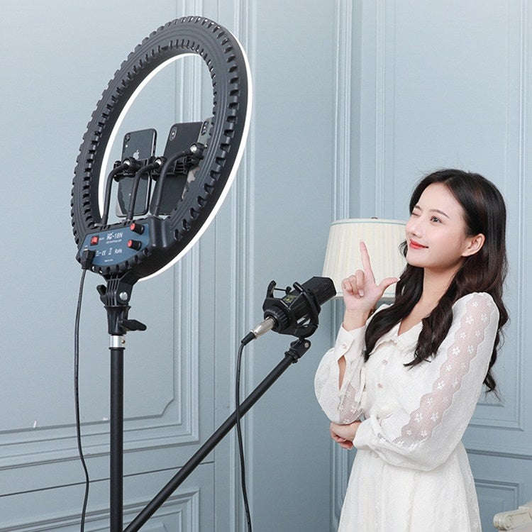 HQ-18N 18 inch 45cm LED Ring Vlogging Photography Video Lights Kits with Remote Control & Phone C...