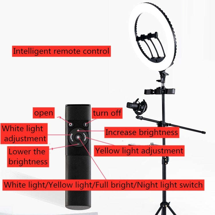 HQ-18N 18 inch 45cm LED Ring Vlogging Photography Video Lights Kits with Remote Control & Phone C...