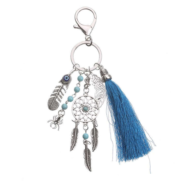 2 PCS Simple Fashion Wool Tassel Dream Catching Keychain(Blue)
