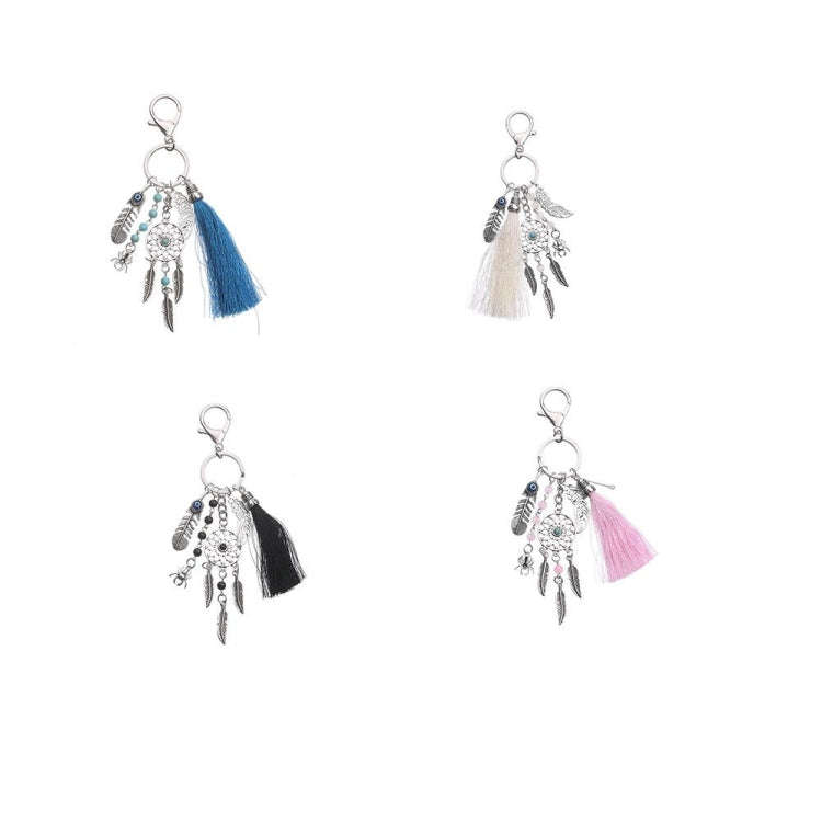 2 PCS Simple Fashion Wool Tassel Dream Catching Keychain(Black)