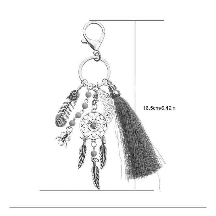 2 PCS Simple Fashion Wool Tassel Dream Catching Keychain(Black)