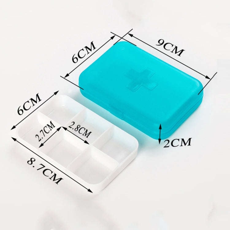 2 PCS Mini 6 Slots Portable Vitamin Organizer Pill Box(Red)