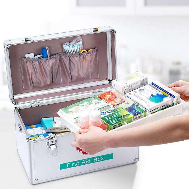 Emergency Aluminum Medicine Cabinet for Household Aluminum Alloy Medicine Box Enterprise, Size:12...